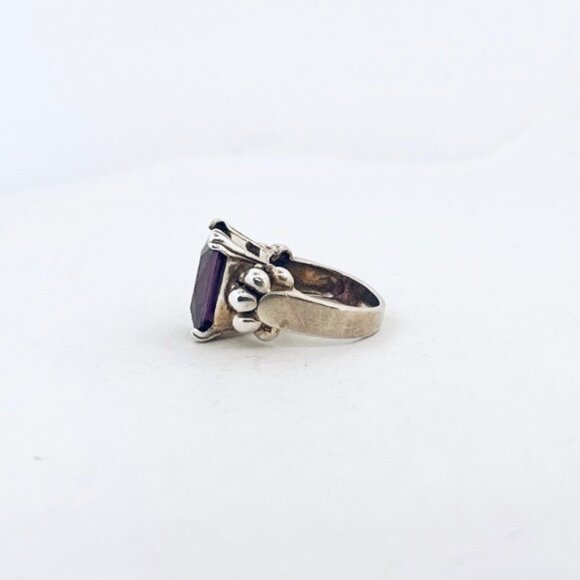 Vintage Sterling Silver 925 Ring w/ Purple Gemstone – Estate Size 4.5 - Picture 3 of 11